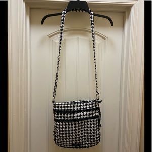 Vera Bradley triple zip cross body shoulder bag houndstooth
